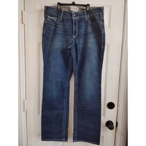 ARIAT Womens R.E.A.L. Mid Rise Straight Leg Jeans Size 34RX32 Blue Cowgirl